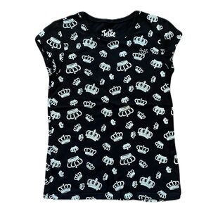 NWOT Justice Black Silver Crown Short Sleeves Top Size XL
